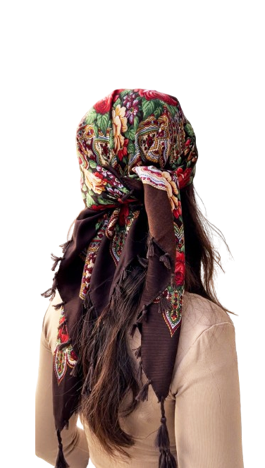 Traditionelles Kopftuch / Schal mit Blumen verziert