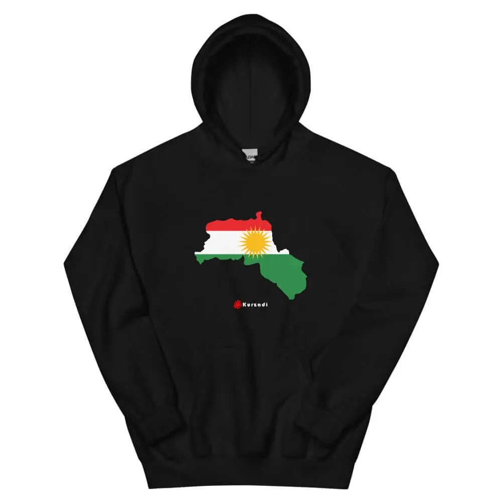 Kurdistan Landkarte mit kurdischer Flagge - Hoodie Kurdish Fanshop