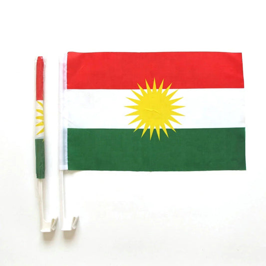 Kurdistan Fahne / Flagge für Auto mit Befestigungsschaft