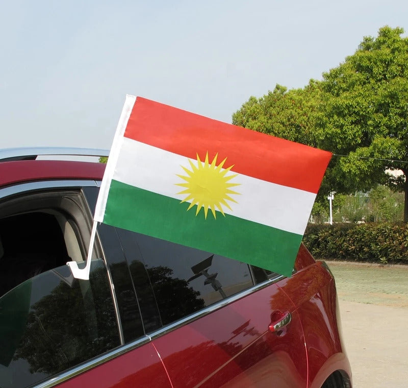 Kurdistan Fahne / Flagge für Auto mit Befestigungsschaft