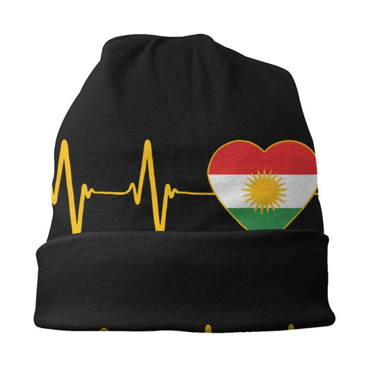Elastische Mütze / Beanie mit kurdischem Herz