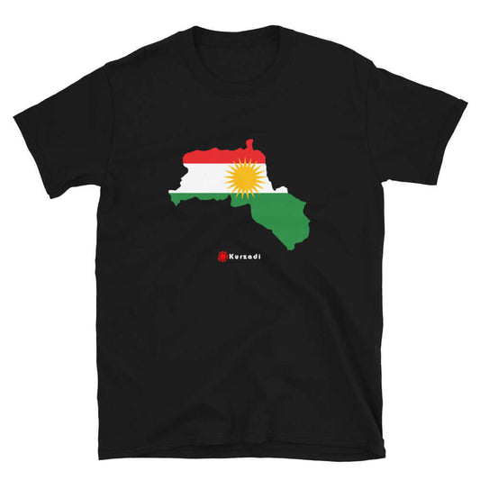 Kurdistan Landkarte mit kurdischer Flagge - T-Shirt