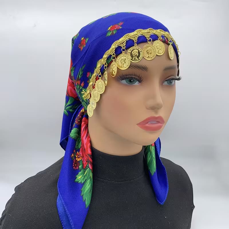 Kopfband mit kurdischem Blumenmuster – Bohemian-Akzent mit Goldmünzen keine Marke