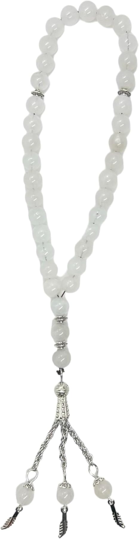 Gebetskette Tesbih Tasbih Tespih Misbaha Subha 33, 24cm, Muslimisches Islamic Prayer Anbetungszubehör DIY Handmade Perlen Rund 8mm Kristall Weiß Geschenk