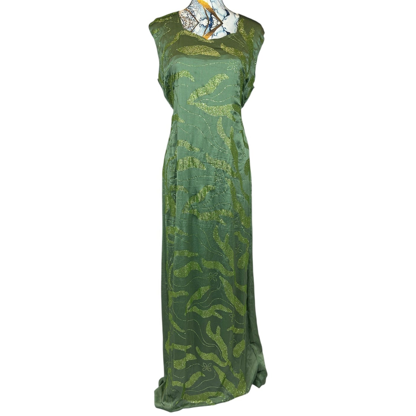 Kurdischer Luxus-Kaftan in Olivgrün – Handverziert & mit goldenem Zinar-Gürtel Kurdish Fanshop