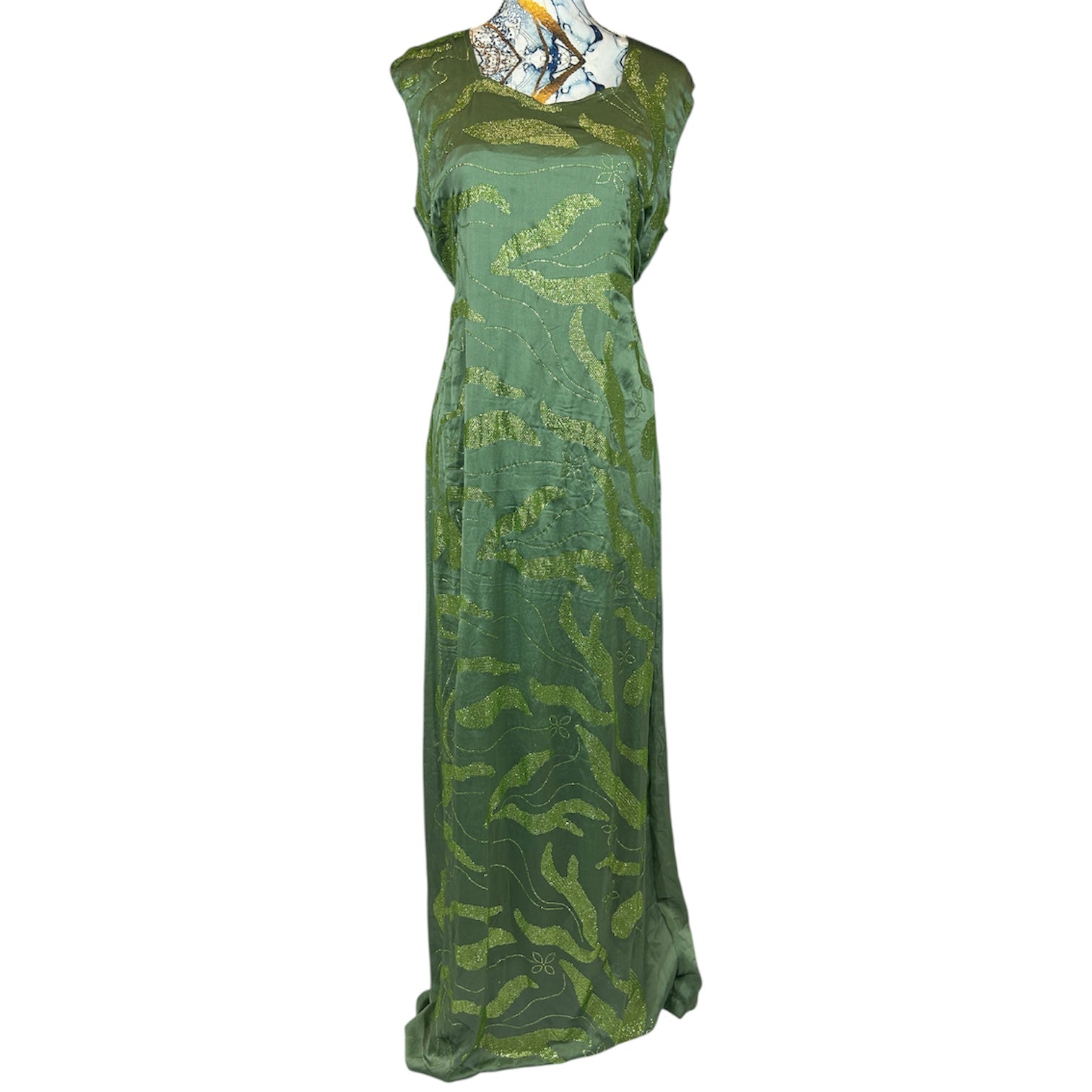 Kurdischer Luxus-Kaftan in Olivgrün – Handverziert & mit goldenem Zinar-Gürtel Kurdish Fanshop