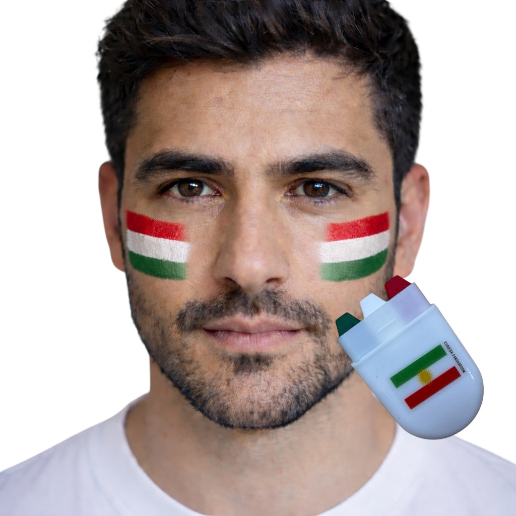 Gesichtsbemalung Kurdistan Flaggen Farben Festival Newroz Veranstaltung Kurdish Fanshop