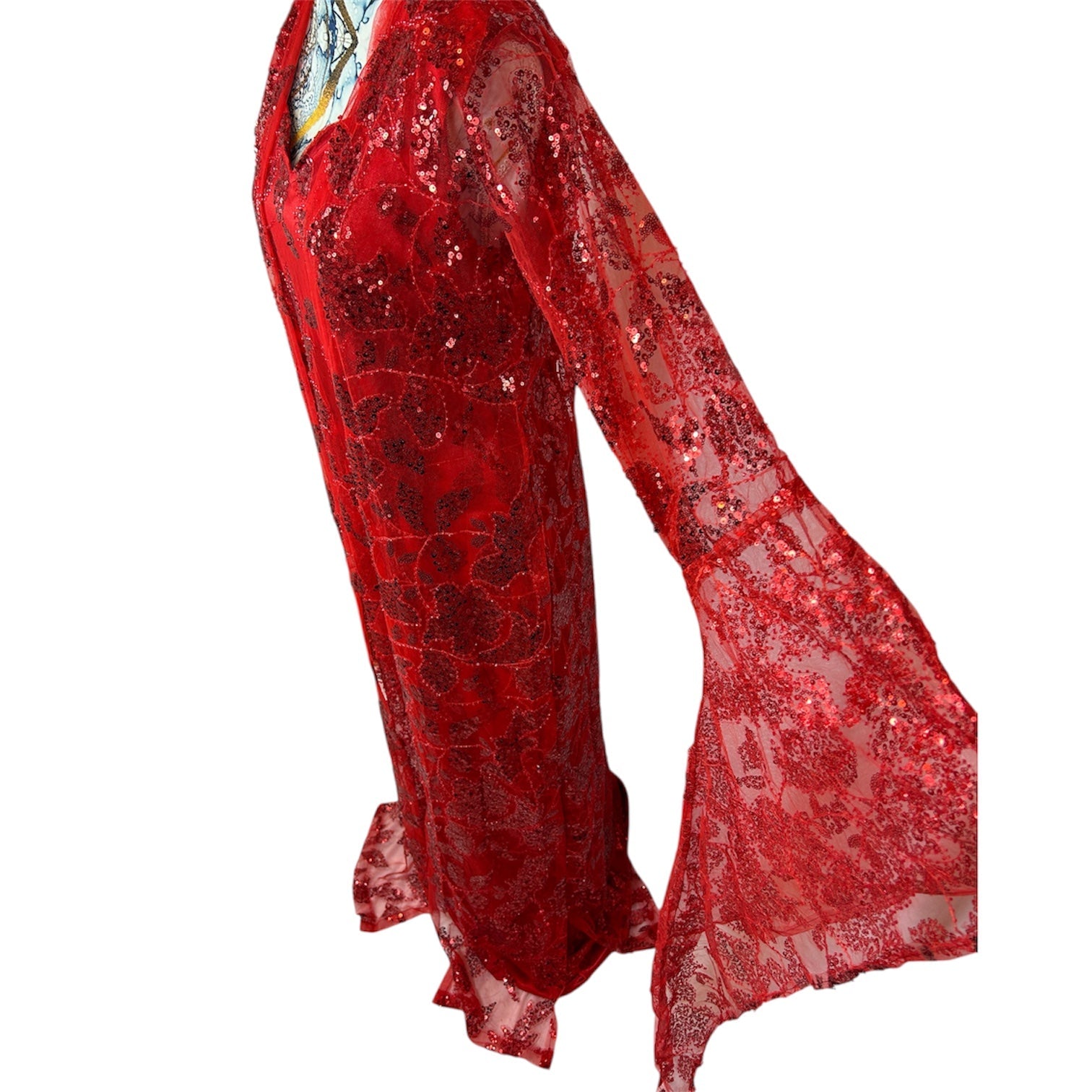 Kurdischer Luxus-Kaftan in Rubinrot – Handverziert & mit goldenem Zinar-Gürtel Kurdish Fanshop