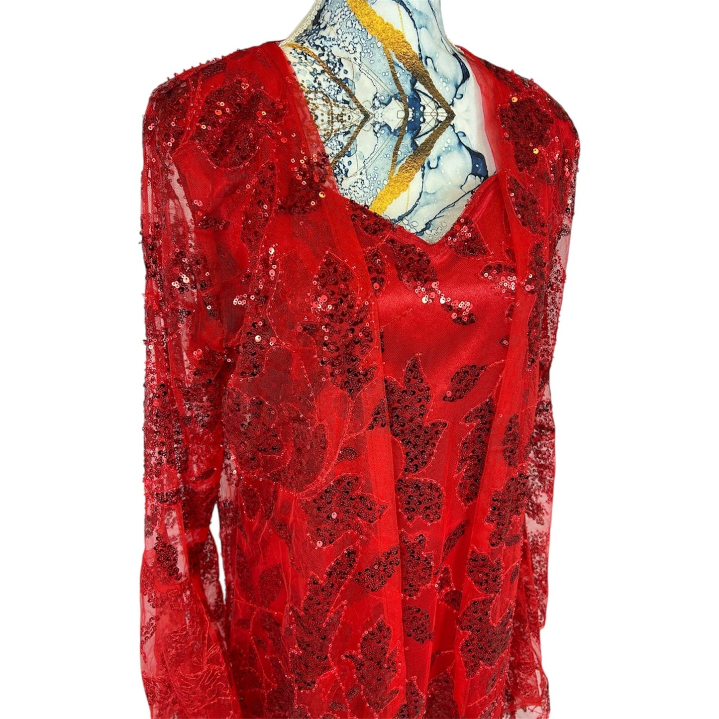 Kurdischer Luxus-Kaftan in Rubinrot – Handverziert & mit goldenem Zinar-Gürtel Kurdish Fanshop