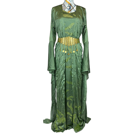 Kurdischer Luxus-Kaftan in Olivgrün – Handverziert & mit goldenem Zinar-Gürtel Kurdish Fanshop