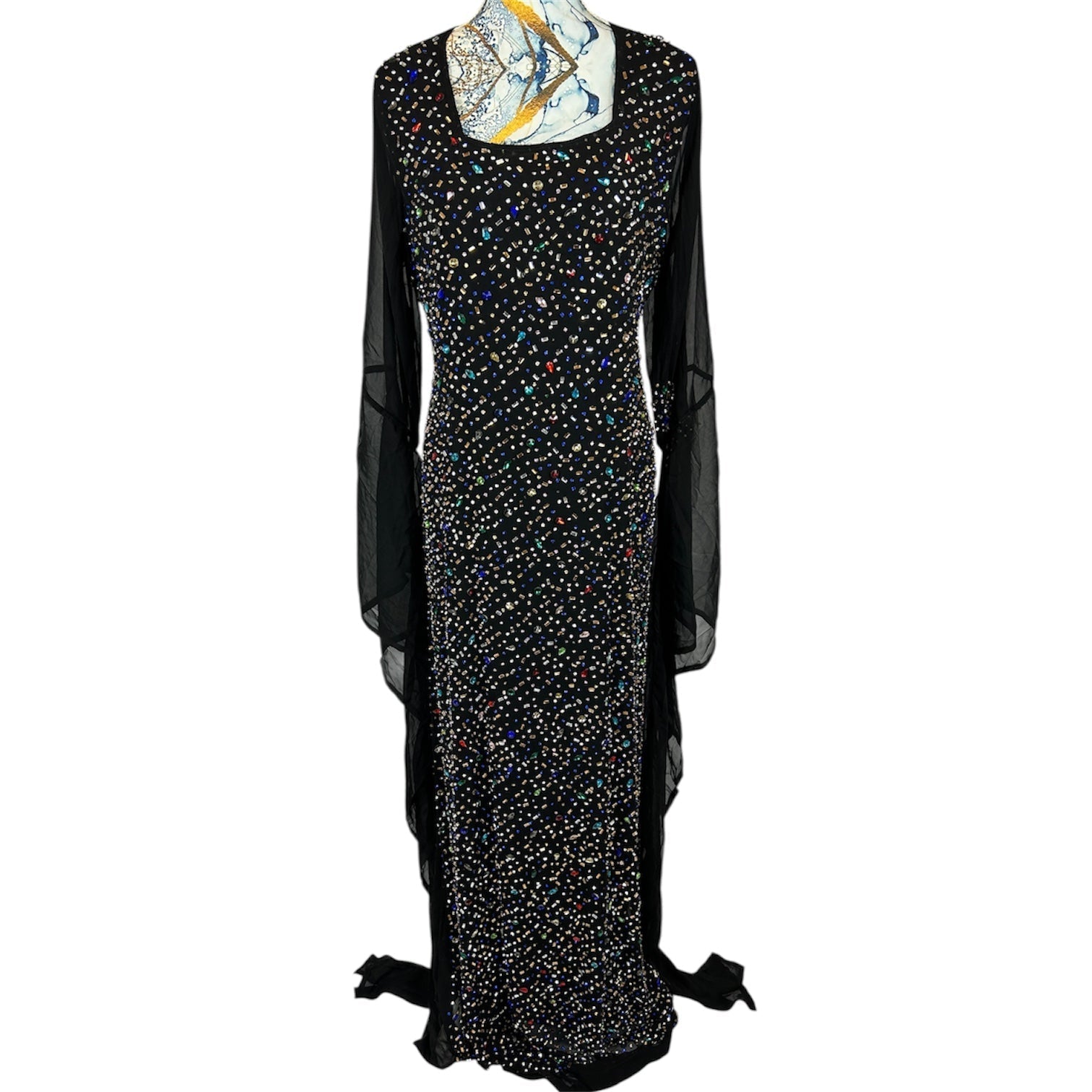 Kurdischer Luxus-Kaftan in Schwarz – Handverziert & Glitzersteinen Kurdish Fanshop