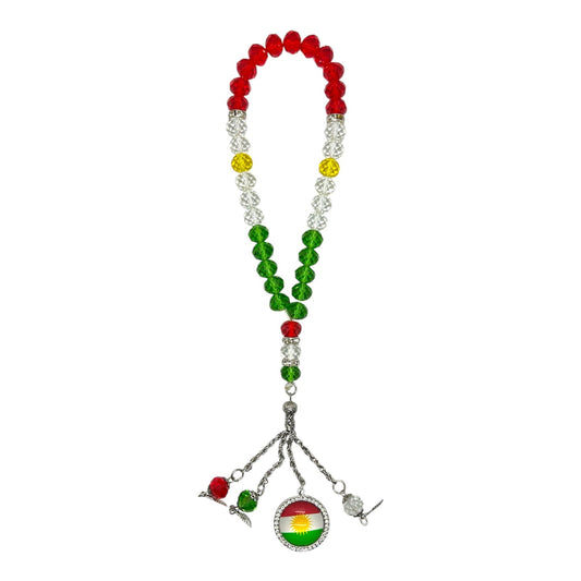 Gebetskette Tesbih / Tespih mit kurdischer Flagge Kurdish Fanshop