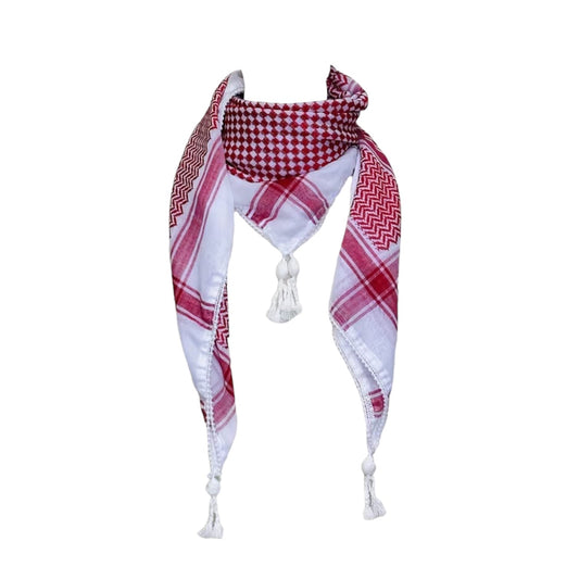 Traditioneller Rot-Weißer Schal mit Ethno-Muster – Stylisches Tuch mit Quasten für Damen & Herren Kurdish Fanshop