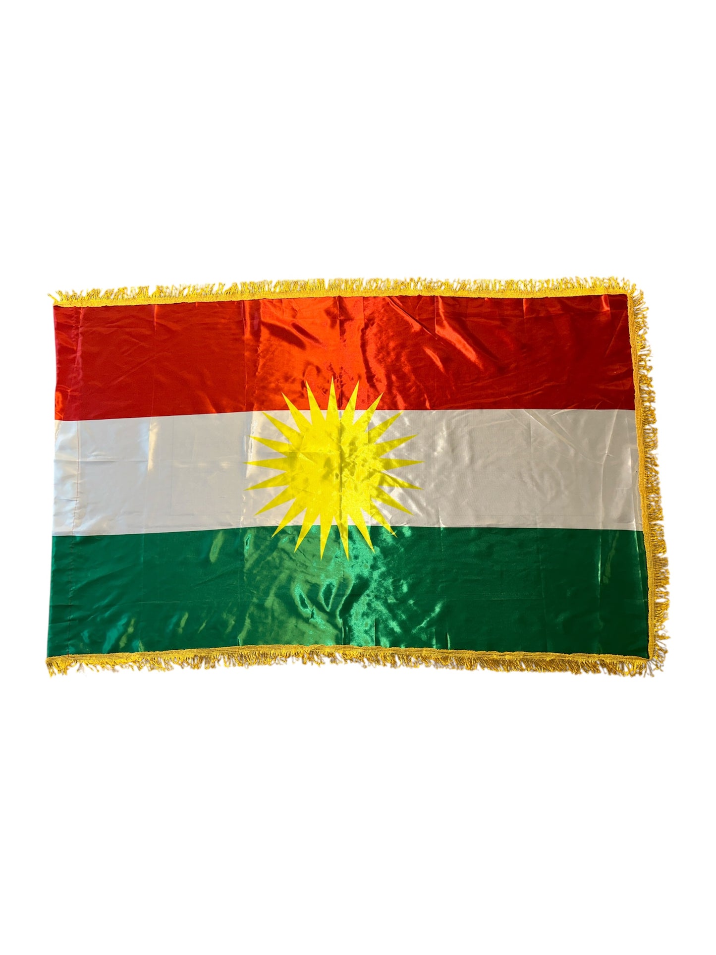 Kurdistan Flagge / Flag / Ala Kurda mit goldenen Fransen