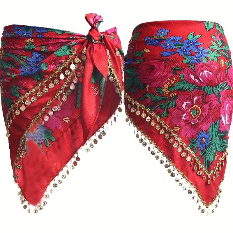 Kurdistan-inspirierter Hüftschal mit Blumenmotiv und ethnischen Münzverzierungen – Tanz- & traditionelles Mode-Accessoire“ Kurdish Fanshop