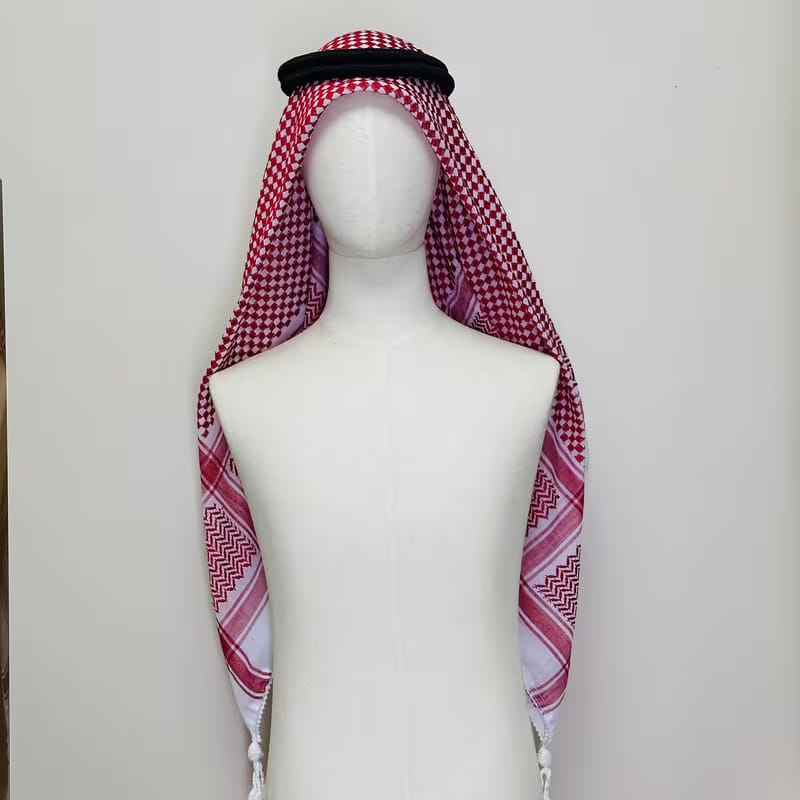 Traditioneller Rot-Weißer Schal mit Ethno-Muster – Stylisches Tuch mit Quasten für Damen & Herren Kurdish Fanshop