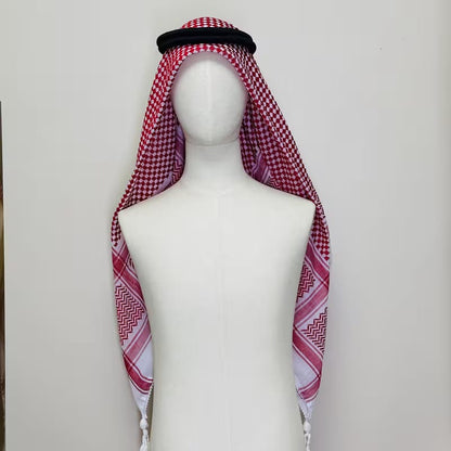 Traditioneller Rot-Weißer Schal mit Ethno-Muster – Stylisches Tuch mit Quasten für Damen & Herren Kurdish Fanshop