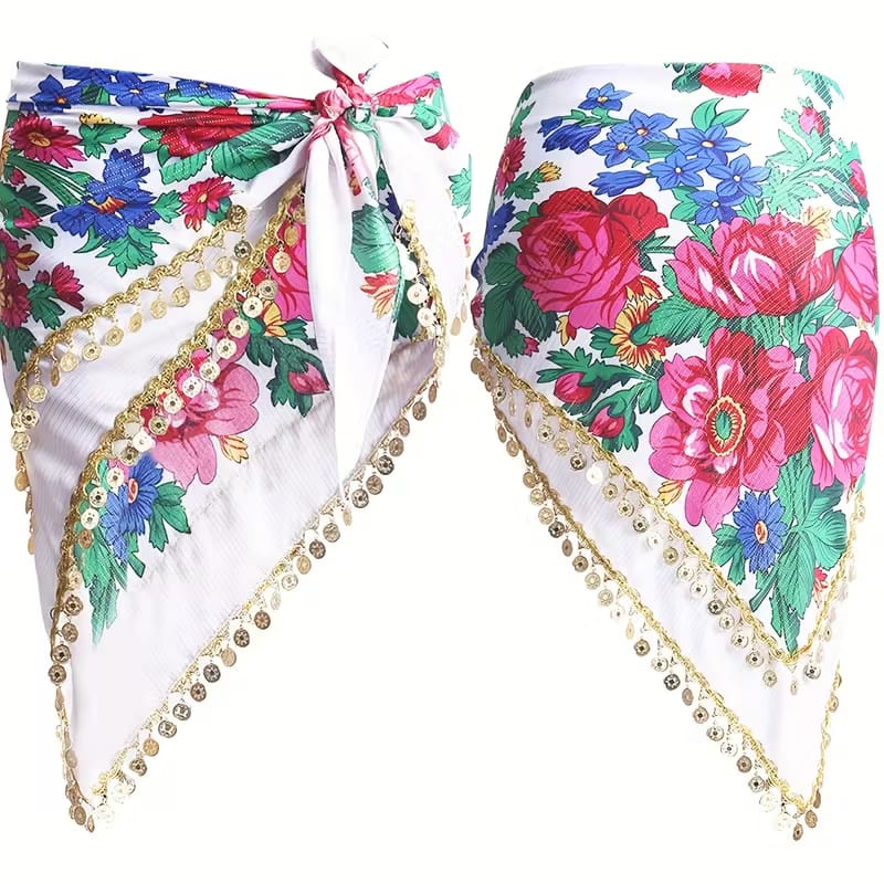 Kurdistan-inspirierter Hüftschal mit Blumenmotiv und ethnischen Münzverzierungen – Tanz- & traditionelles Mode-Accessoire“ Kurdish Fanshop