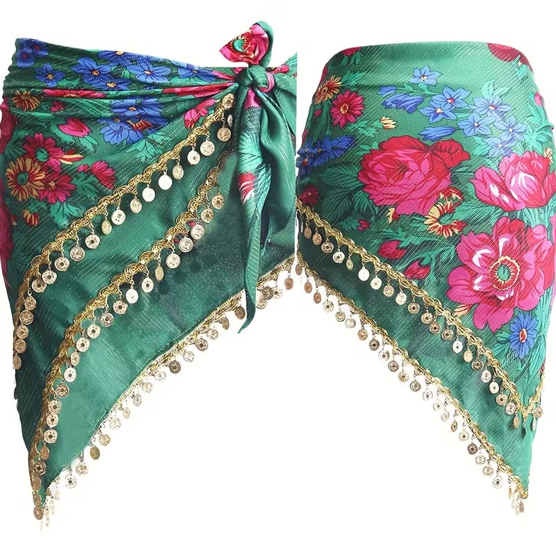 Kurdistan-inspirierter Hüftschal mit Blumenmotiv und ethnischen Münzverzierungen – Tanz- & traditionelles Mode-Accessoire“ Kurdish Fanshop
