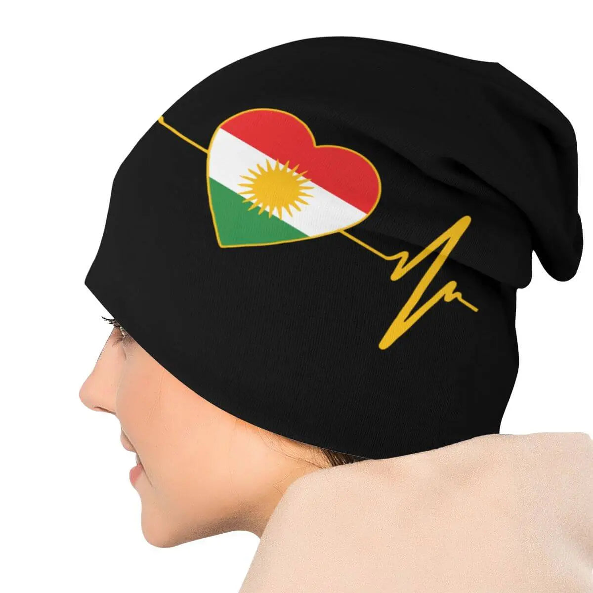 Elastische Mütze / Beanie mit kurdischem Herz Kurdish Fanshop