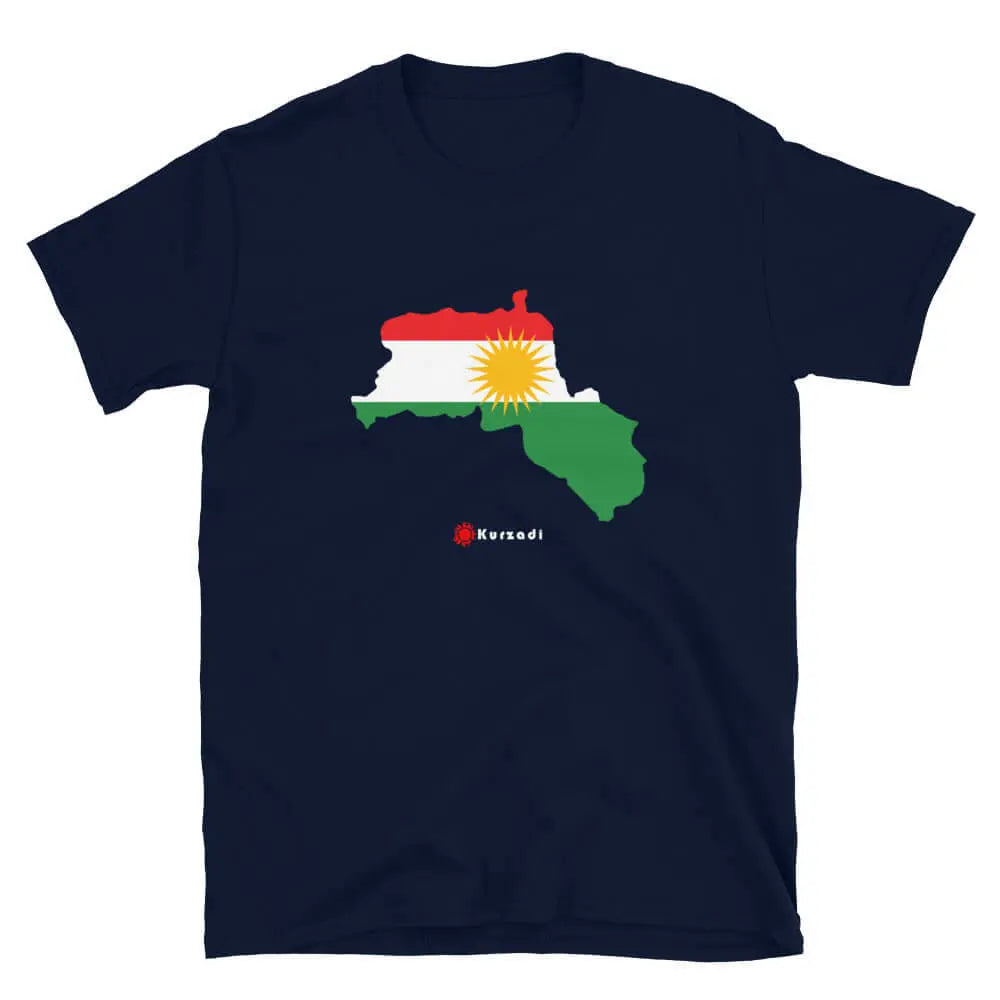 Kurdistan Landkarte mit kurdischer Flagge - T-Shirt Kurdish Fanshop