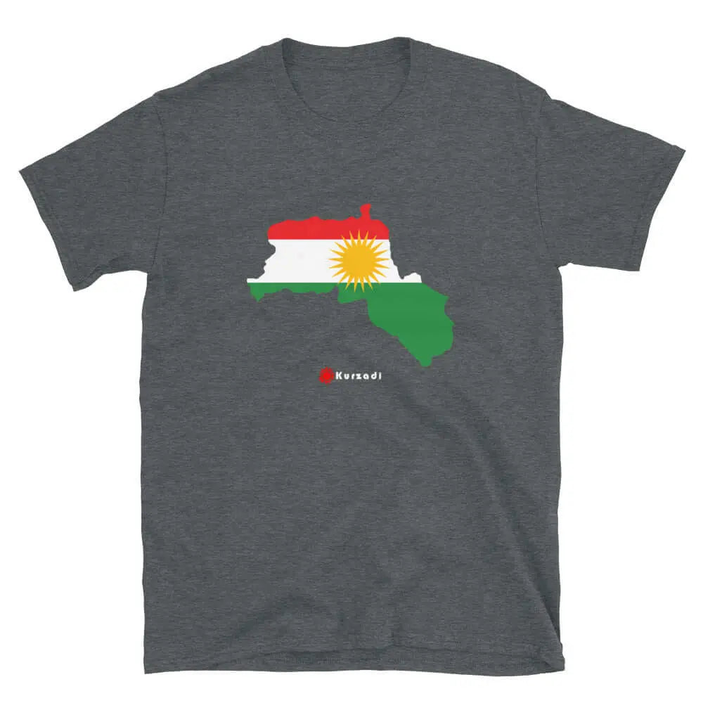 Kurdistan Landkarte mit kurdischer Flagge - T-Shirt Kurdish Fanshop
