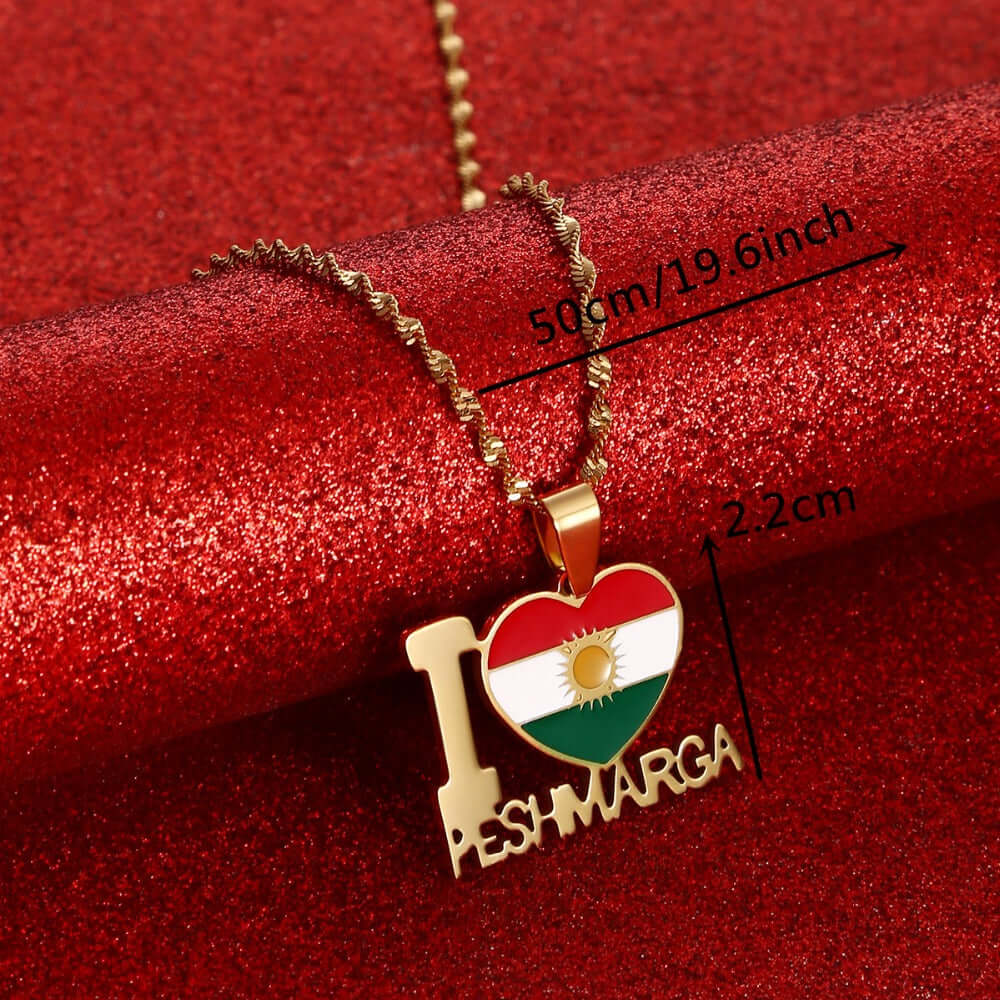 "I love Pesmerga" Kurdistan Anhänger mit Kette